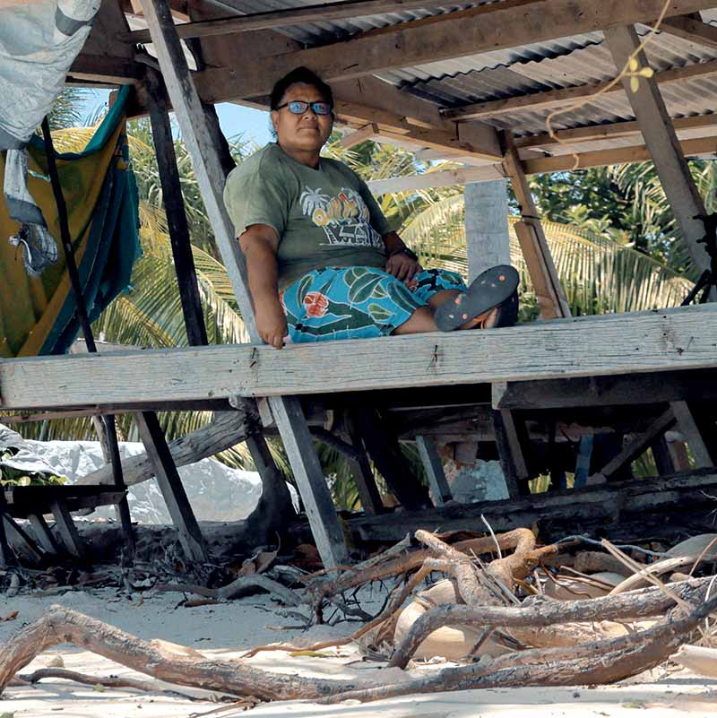 Home lost to coastal erosion. Funafala, Tuvalu